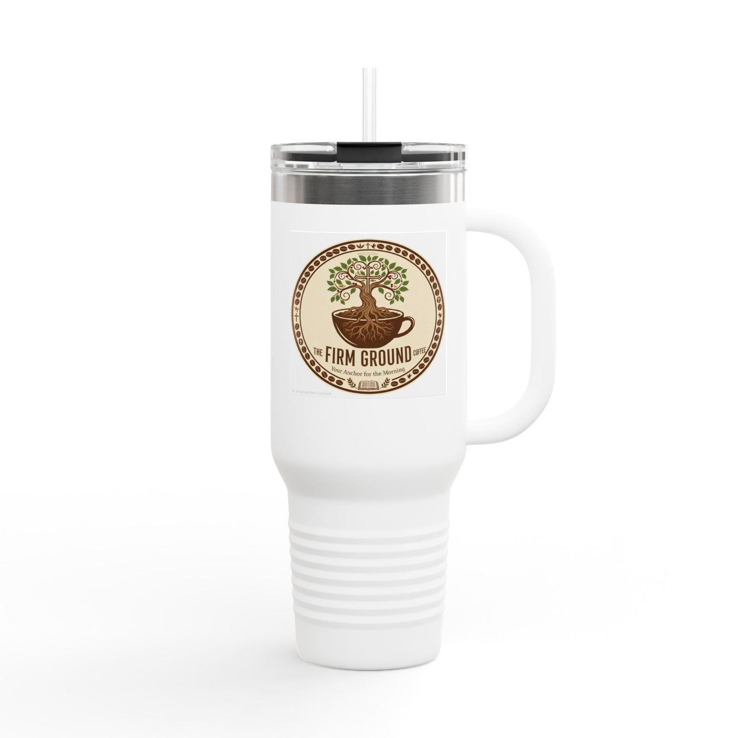 Firm Ground 40oz Insulated Travel Mug — Coffee Lover Stainless Steel Tumbler