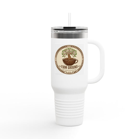 Firm Ground 40oz insulated travel mug stainless steel tumbler for coffee lovers