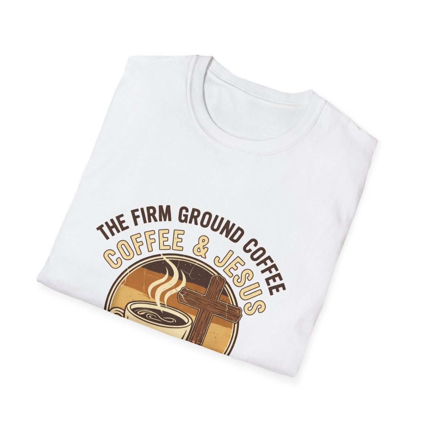 Firm Ground Coffee and Jesus Fuel for the Soul Christian cafe t-shirt front design