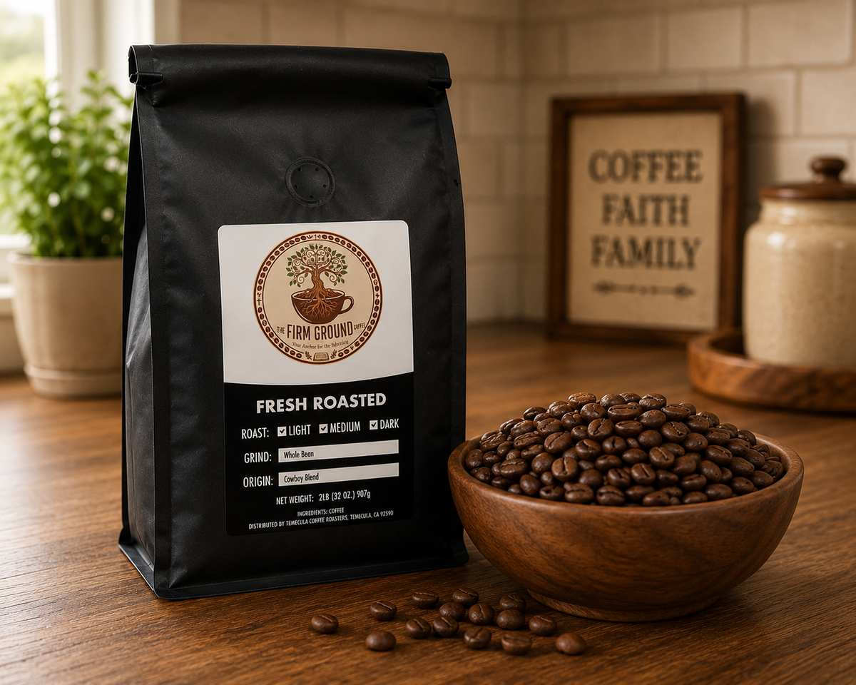 Firm Ground Coffee The Cowboy Blend | Bold Dark Roast Coffee for Faith & Ranch Life
